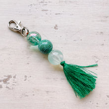 Load image into Gallery viewer, Bead Keychain/Bag Tag in Green Waves
