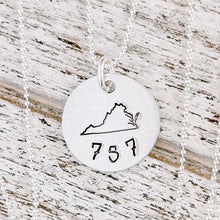 Load image into Gallery viewer, Virginia Love Hand Stamped Necklace on Sterling Silver Chain
