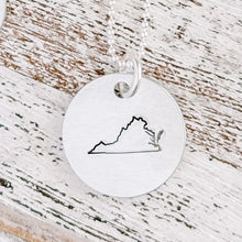 Load image into Gallery viewer, Virginia Love Hand Stamped Necklace on Sterling Silver Chain
