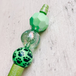 Bead Pen Green Dog Paw